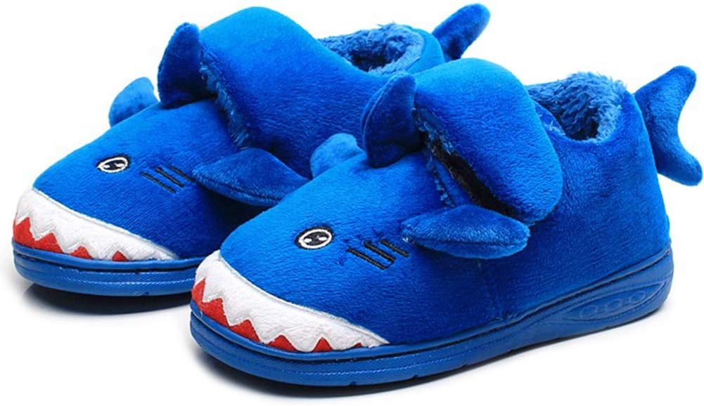 Toddler Baby Boys Adjustable House Slipper Cute Shark Dinosaur Cartoon Soft Anti-Slip Winter(Toddler/Little Kid/Big Kid)