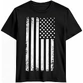 Graphic Mens T-Shirt, American USA Flag Vintage Cotton Tees Short Sleeve Shirts Adult Summer Gym Casual Tops