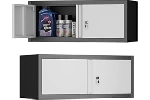 STEELIST Metal Locking Cabinet, 12.8" H Garage Cabinet Wall Mount, Steel Storage with Doors, Floating Storage Organization for RV, Hanging Cabinets for Workshop, Warehouse, Wall Cabinet