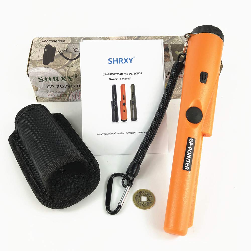 Metal Detectors Portable Orange GP-Pointer Gold Finder Hand Held with LED Light for Low Light Uses
