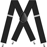 WOXVM Mens Suspenders 2 Inch Wide X-Back Braces with 4 Strong Metal Clips Adjustable Heavy Duty Suspenders for Men Women