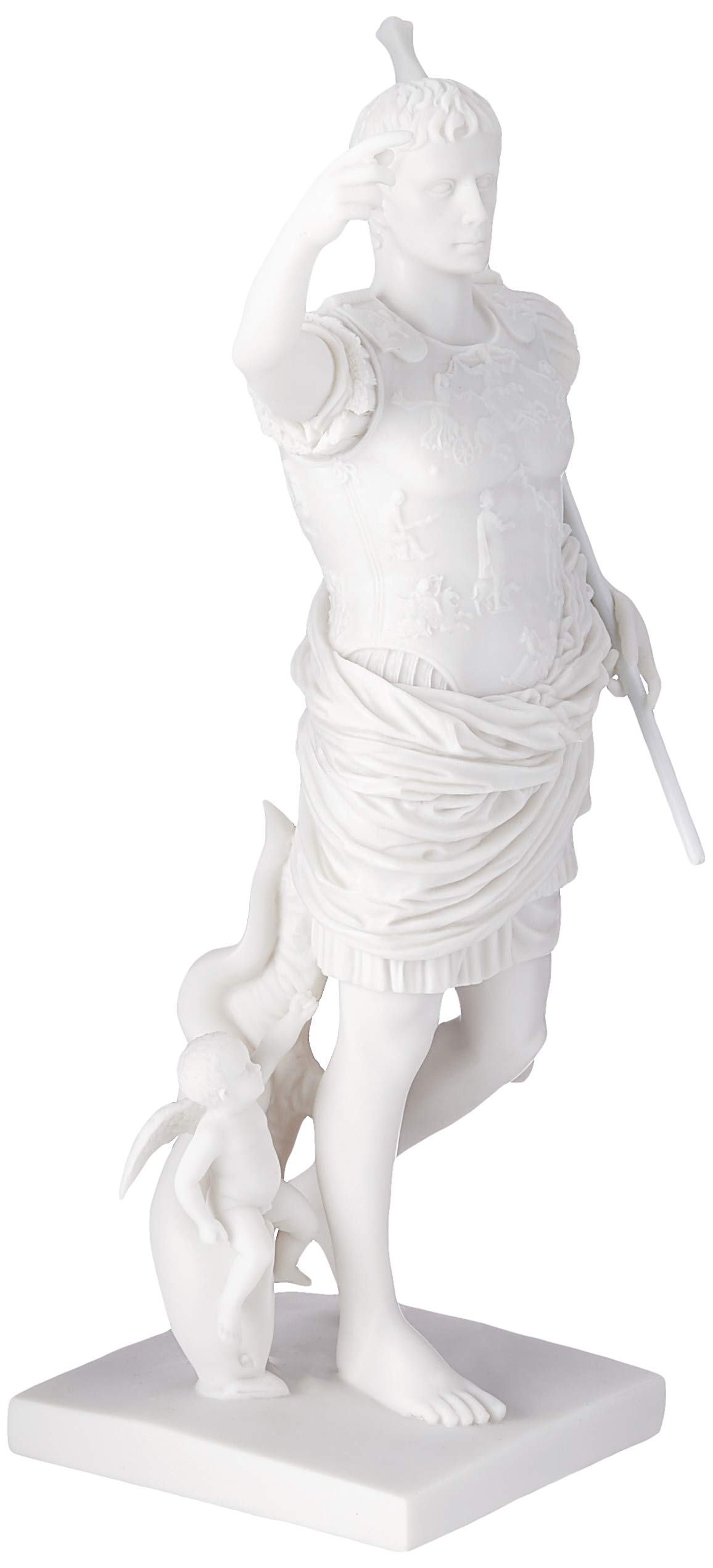 Design Toscano Caesar Augustus of Prima Porta Roman Replica Statue, 29 cm, Bonded Marble Polyresin, White