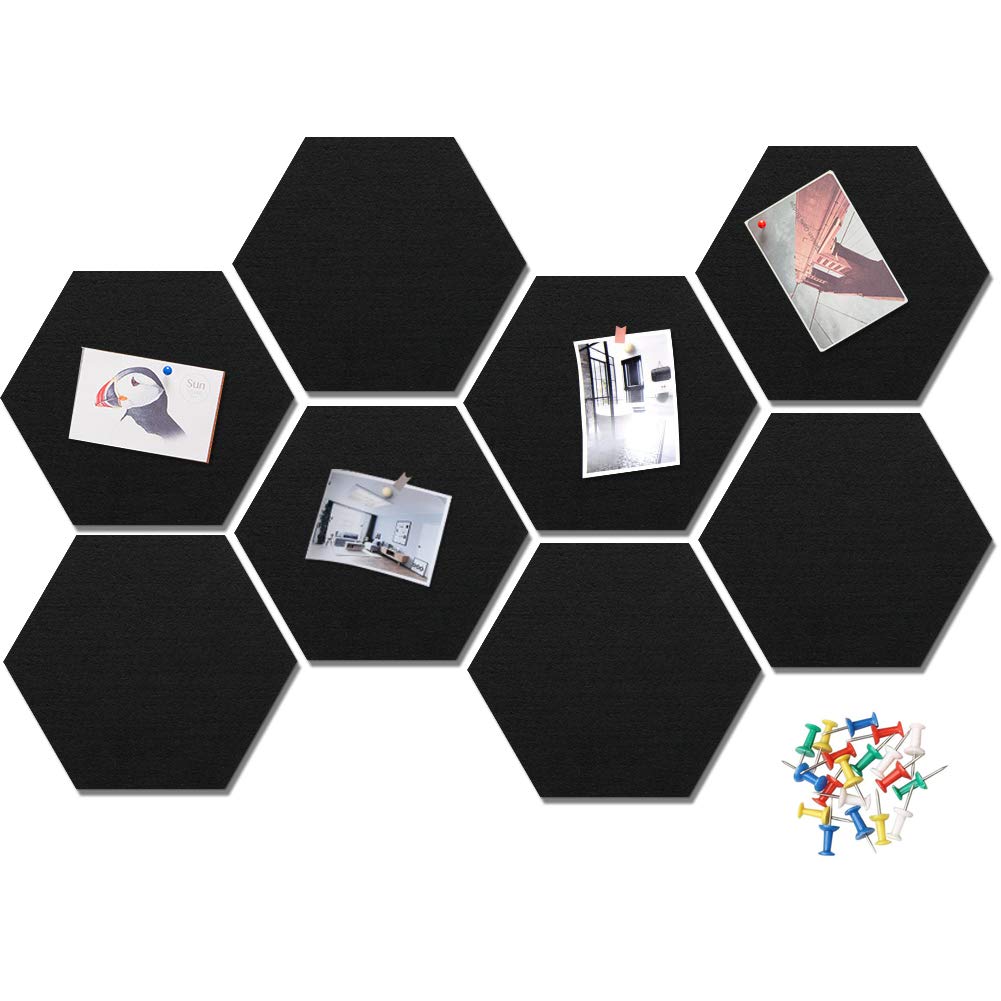 HyFanStr Felt Pin Board Wall Bulletin Board, Hexagon DIY Memo Board Notice Board with 20 Push Pins, Decorative Cork Board for Office Bedrooms
