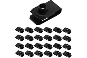 Cionyce 25 Pcs 1/4 Inch-20 U Type Nuts, Spring Steel Black Fasteners Automotive Clip Retainerfor Metal Fender Grill Assembly 