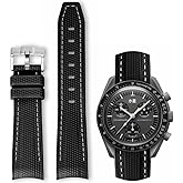 HEYOZURY Watch Bands for Omega X Swatch Moonswatch Watch 20mm Curved Rubber Strap Silicone Watch Band Men Women Replacement Bracelet Omega MoonSwatch Speedmaster No Gap Strap