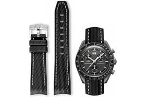 HEYOZURY Watch Bands for Omega X Swatch Moonswatch Watch 20mm Curved Rubber Strap Silicone Watch Band Men Women Replacement Bracelet Omega MoonSwatch Speedmaster No Gap Strap