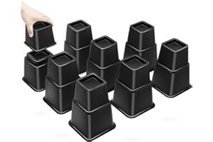 MCXYEM Bed Riser/Furniture Lift Bed/Bed risers/Furniture Lifter/Table risers/Frame Risers Create Under Bed Storage Heavy Duty for Furniture Height Adjustment (Black 8 Pack, 8 Inch)