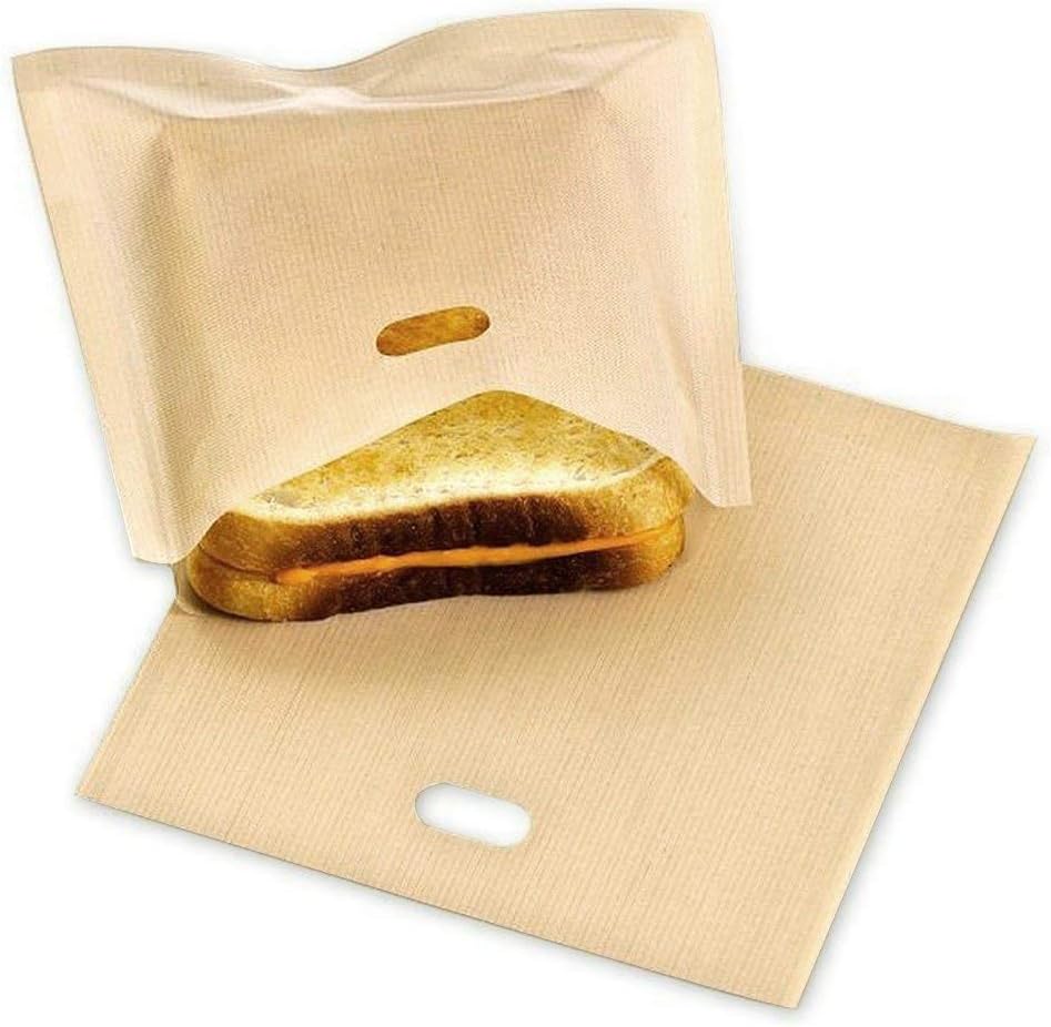 Toaster Bags Reusable, LXMAO Sandwich Snack Toast Bags Non-Stick Toaster Pockets for Grilling, Baking, Toasting, Heating, Large 6.7 * 7.5in, Pack of 10
