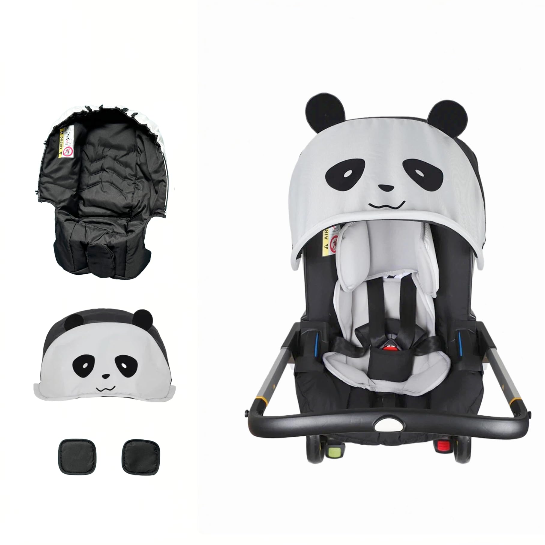 Photo 1 of Compatible with Doona Car Seat & Stroller: 4-in-1 Black White Replacement Cover Accessories Kit with Seat Cushion, Canopy & Shoulder Pads for Baby