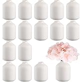 Tioncy 15 Set 3.9"*2.76" White Ceramic Bud Vases Bulk Boho Small Flower Valentine's Day Decoration Centerpieces White Ceramic Vases for Dry Flowers Pampas Grass Home Valentines DIY Wedding Table Decor