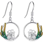 KoyeKei Animal Earrings for Women 925 Sterling Silver Penguin/Black Cat/Dog/Schnauzer/Otter/Koala/Pig/Elephant/Penguin/Axolotl/Mushroom Dangle Drop and Hoop Earrings Hypoallergenic Jewelry Gifts