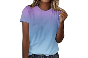 Womens Ombre Color Summer Tops Short Sleeve Tee Shirts Dressy Causal Cute Tshirts Trendy Vacation Clothes