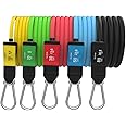 Bodylastics Stackable Resistance Bands (Handles Not Included) - 5-Band Resistance Band Pack - Patented Snap Reduction Tech Workout Bands - Malaysian Latex, Strong Nickel Coated Iron Clips 190 Lbs