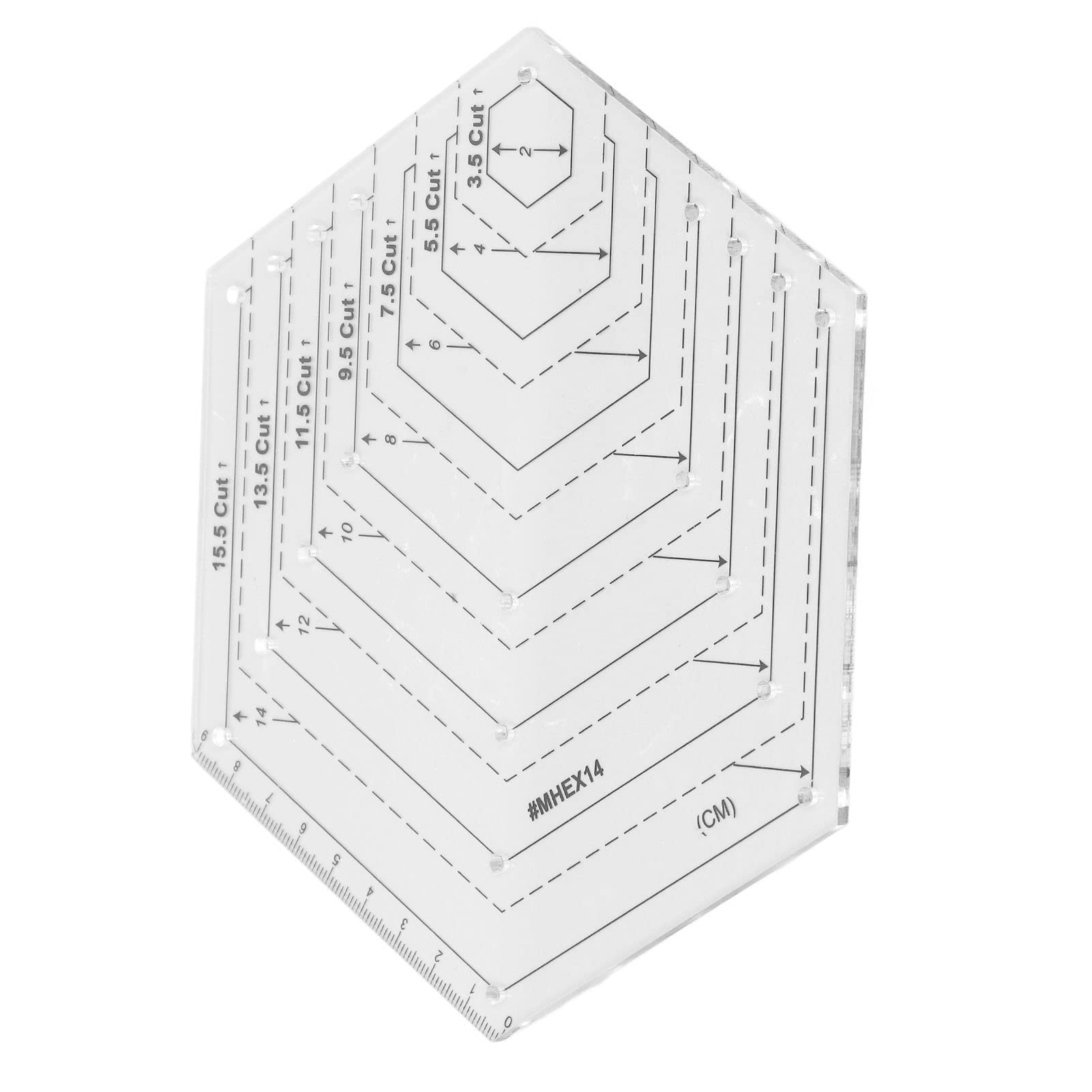 Hexagon Quilting Ruler DIY Handcrafted Clear Scale Transparent Acrylic Hexagon Quilting Template for DIY Crafting Quilting Art Supplies