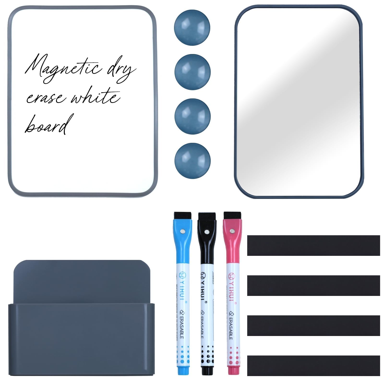 Photo 1 of Denylo pro Magnetic Locker Accessories Kit Back to School Essentials Locker Organizer Supplies Includes Whiteboard Mirror Storage Box Dry Erase Marker and More fo Back to School Essentials?Gray