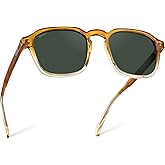 WearMe Pro Men's Polarized Square Sunglasses - Wide Fit Retro Style, UV400 Protection, Acetate Frame