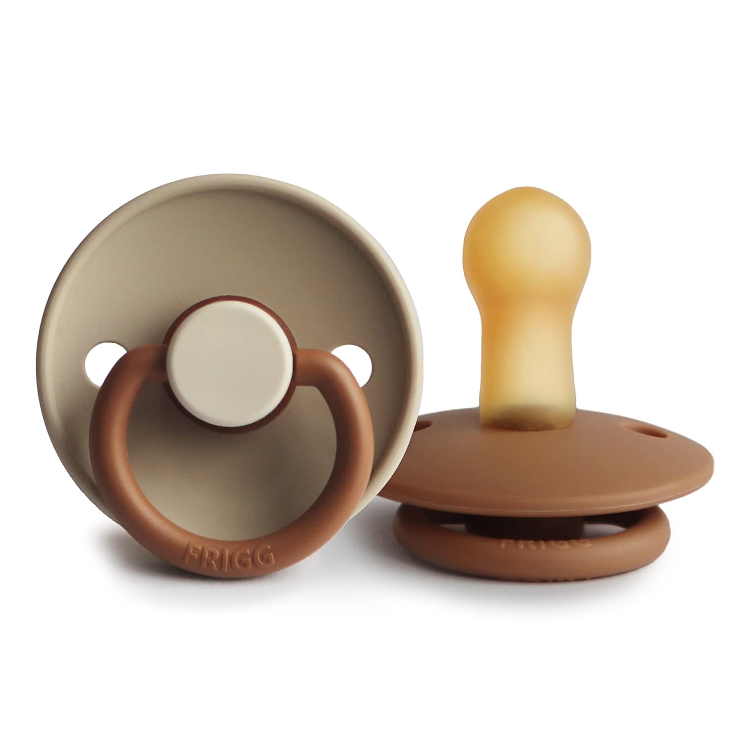 FRIGG Natural Rubber Baby Pacifier | Made in Denmark | BPA-Free (Desert/Cappuccino, 6-18 Months) : Baby