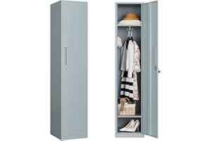 Fesbos 71" Metal Locker Gray Steel Storage Cabinet with Door for Office School Gym Metal Storage Locker Cabinets for Employees Students Steel Locker