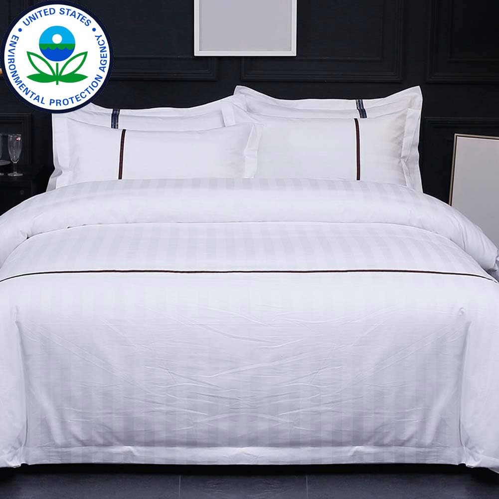 Bedding Duvet Cover White 4 Piece Set King, Hotel Collection Comforter Cover 800 Thread Count 100% Cotton Satin Cover String Ties Size Bedding Set, Extra Soft Easy Fit (260X240 Cm) ,B4040satin,2.0m