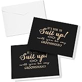 Spakon 10 Pcs Groomsman Proposal Cards 8 Will You Be My Groomsman and 2 Best Man Cards with Envelopes 5 x 4 Inch Suit up Funny Groomsmen Proposal Invitation Gifts for Wedding Party Supplies
