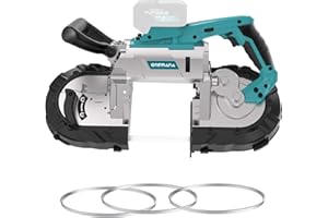 ONEMANA 5 inch Cordless BandSaw，20V Cutting Capacity Brushless Metal Band Saw,Not Hot Sparks, Portable BandSaw for Deep Cut w