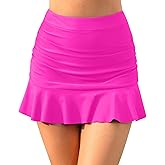 Tempt Me Women High Waisted Swim Skirts - Ruched Ruffle Bathing Suit Skirt with Short Tummy Control Swimsuit Bottoms