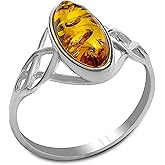 Ian and Valeri Co. Amber Sterling Silver Oval Celtic Ring