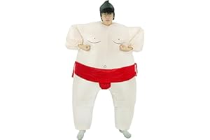 JYZCOS Inflatable Adult Sumo Wrestler Suits Wrestling Fancy Dress Halloween Costume One Size Fits Most (Red Adult)