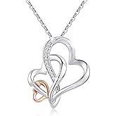 MEDWISE Three Generations Necklace for Grandma Gifts Jewelry S925 Sterling Silver Grandmother Mom Granddaughter Mother's Day Necklace Jewelry Birthday Gifts Rose Gold/Golden Tone Infinity Love