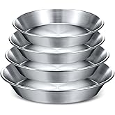 wutfuooo 4 Pcs Stainless Steel Pie Pan Set 7.87",8.66",9.45",10.24" Pizza Pan Deep Pie Dish Pie Plate Baking Tray Dishes for Pizza Baking Serving Oven Grill, 4 Sizes