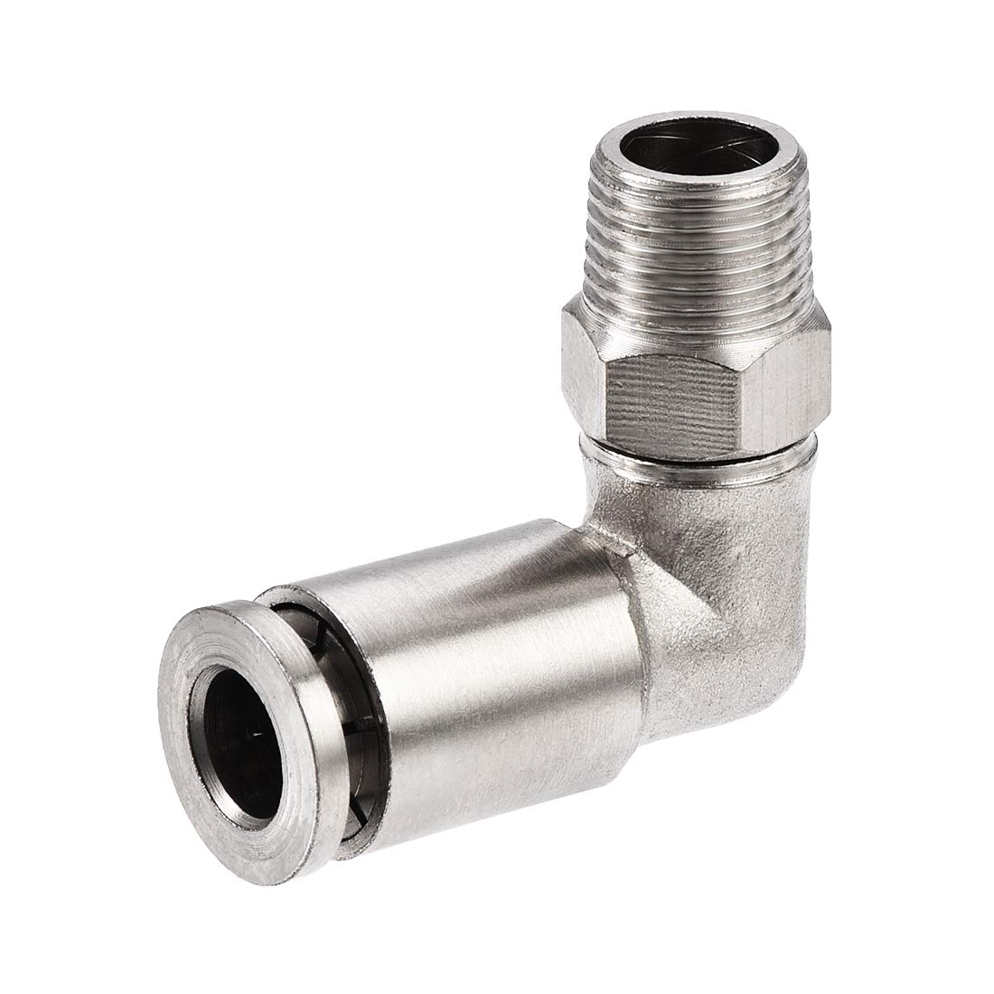 sourcing map Push to Connect Tube Fitting 6mm Tube to 1/8PT Male Elbow L Shape