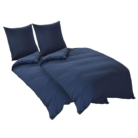RUIKASI Bettwäsche 135x200 4teilig Dunkelblau 100% Super Weiche und Angenehme Mikrofaser, 2 x Bettbezüge 135 x 200 mit Reißve