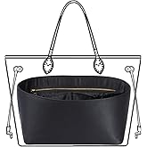 ZTUJO Purse Organizer Insert For Handbags, Silk Purse Organizer with Zipper, Silky Smooth, Bag Organizer For Speedy Neverfull Tote,onthego,Artsy, 6 Sizes (Medium, Silky Black)