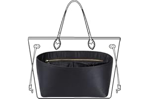 ZTUJO Purse Organizer Insert For Handbags, Silk Purse Organizer with Zipper, Silky Smooth, Bag Organizer For Speedy Neverfull Tote,onthego,Artsy, 6 Sizes (Medium, Silky Black)
