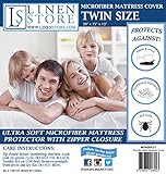 Microfiber Zippered Mattress Cover, Bed Bugs Shield, Dustmites Protector, Hypoallergenic (Twin)