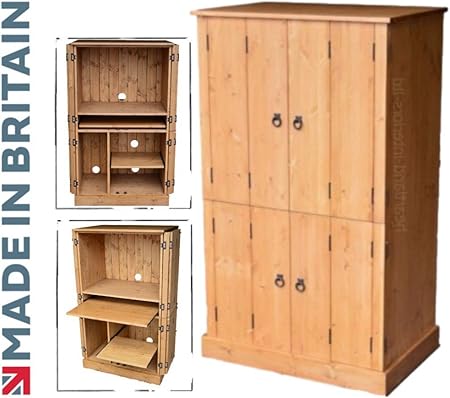 Solid Pine Desk Tri Folding Computer Workstation Hideaway Hidden Home Office Cabinet Bureau Choice Of Colours No Flat Packs No Assembly Wstf5 Amazon Co Uk Kitchen Home