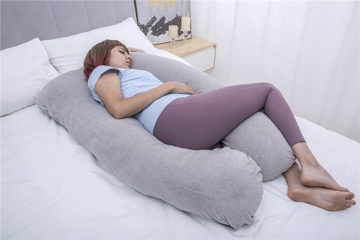 MOON PINE Pregnancy Pillow, U Shaped Full Body Pillow for Maternity Support, Sleeping Pillow with Velour Cover for Pregnant Women (Gray): Home & Kitchen
