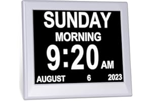 Dementia Clock, Day Date Time Clock for Seniors Elderly Digital Calendar Impaired Vision Memory Loss Clock with 3 Medication 