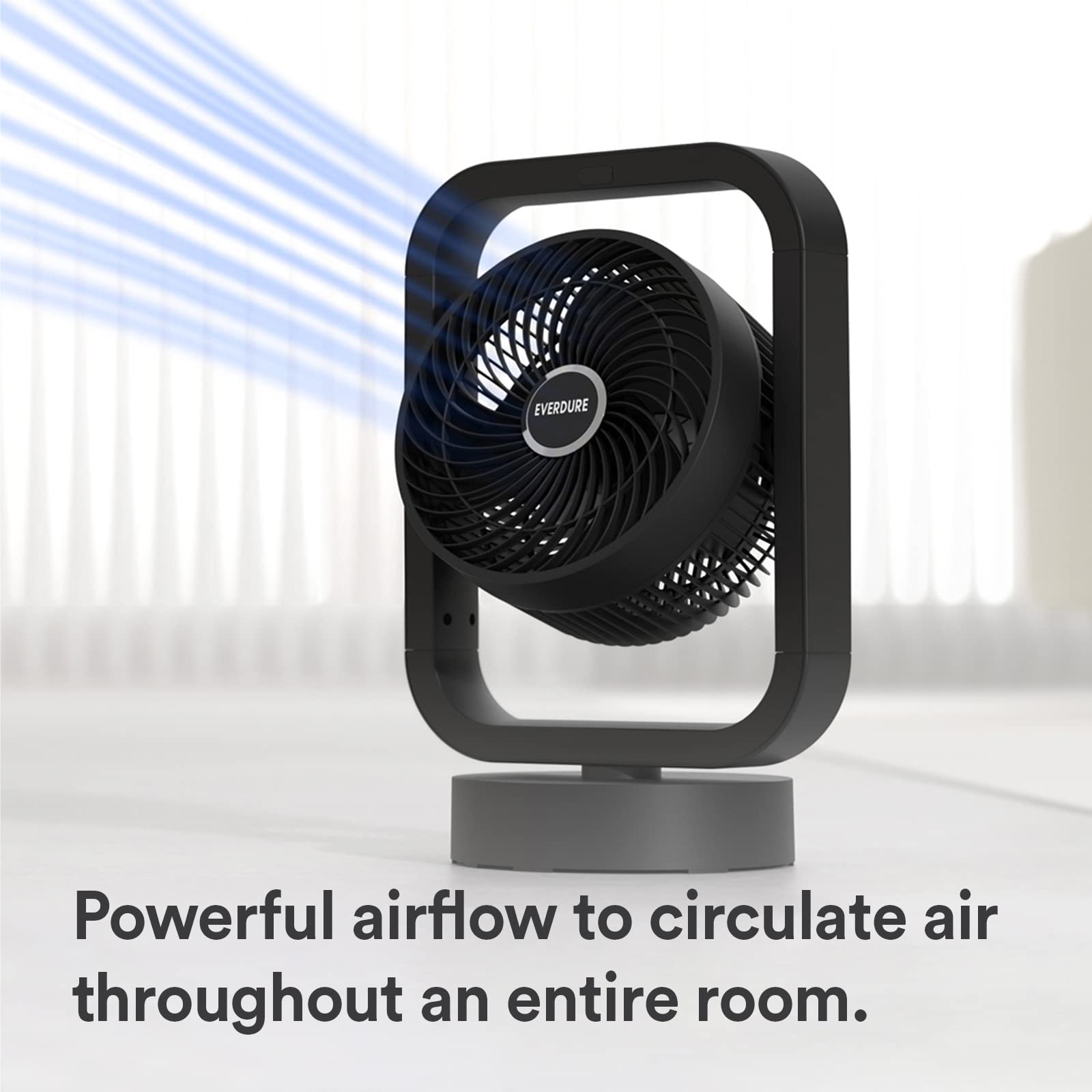 Everdure 10” Oscillating AC Floor, Desk or Table Fan, 4 Speed Settings, Targeted Airflow Control, Remote Control Included, Portable, Perfect for Bedroom, Living Room, Home Office, Black
