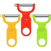 Original Vegetable Fruit Peeler Carbon Steel Blade 3 Pack Red/Green/Yellow…