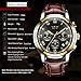 LIGE Men Leather Strap Watches Men's Chronograph Waterproof Sport Date Quartz Wrist watch Black gold