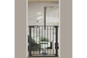 Baby Gate with Small Pet Door 29.5"-32.2" Inch Wide Black, Walk Through Dog Gate for Stairway Doorway Halway - Safety Child G