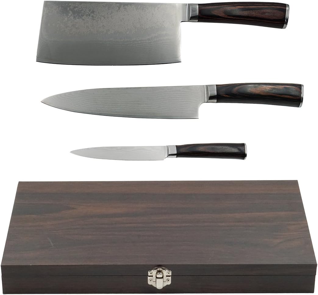 EKUER Japanese Damascus Steel Kitchen Chef Knife Set for Home Kitchen or Restaurant,Best Gift for Chef