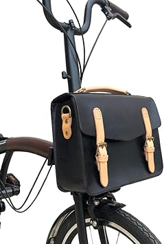 Amazon Twtopseレザー自転車バッグブロンプトン折りたたみ自転車用 For Brompton ショルダーストラップ付きの男性女性のクラシック手作り牛革ビジネスワークバッグ ブラック バッグ