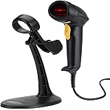Automatic Barcode Scanner, Vikeepro Handsfree & Handheld Bar Code Scanner USB Wired Laser Bar-code Reader with Handsfree Adjustable Stand and 2m(6ft) Straight Cable