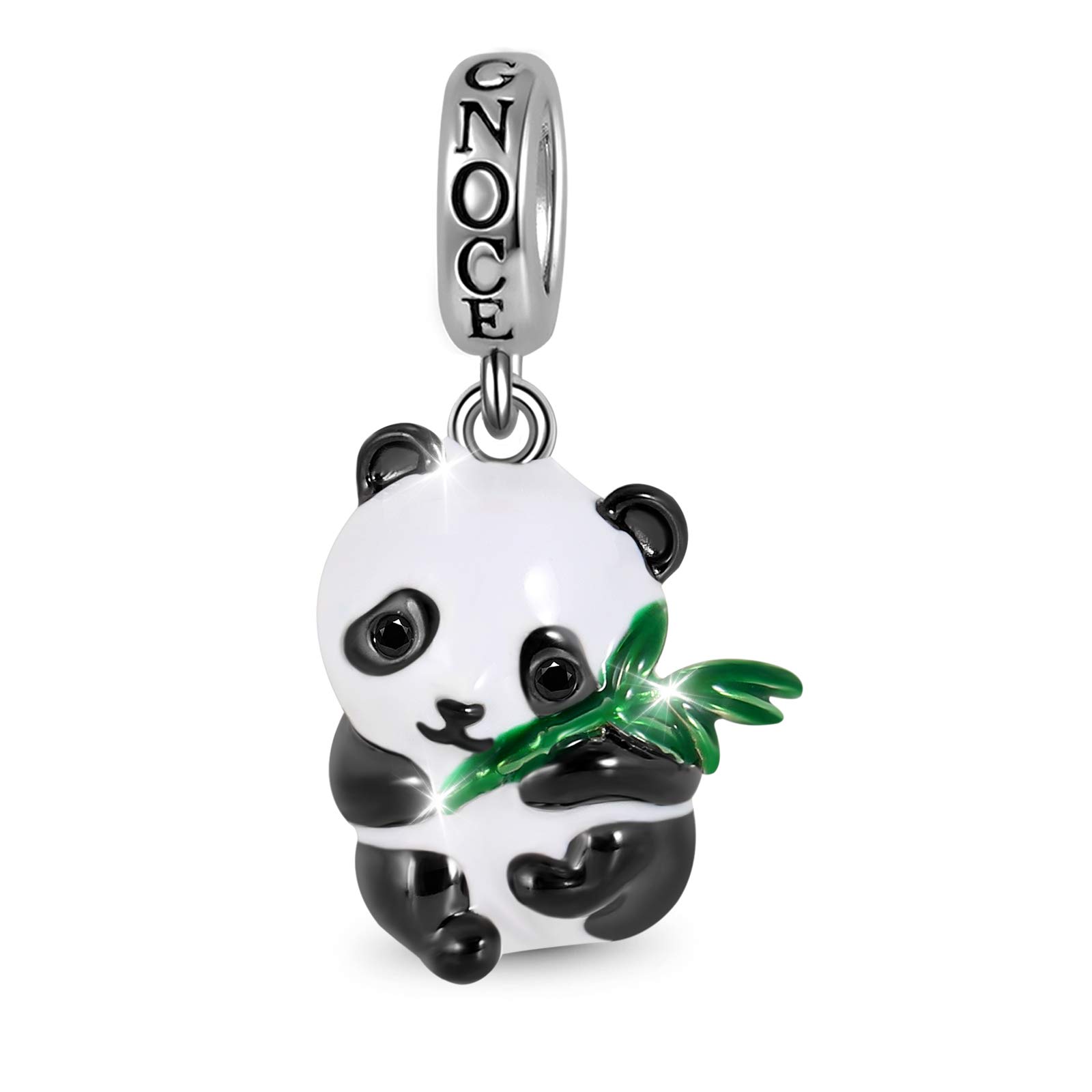 GNOCE Panda Hugging Bamboo Pendant Charm Sterling Silver Animal Dangle Charm Fit Bracelet/Necklace Jewelry Gift for Women Girls Wife Daughter