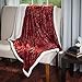 Bedford Home 61A-04421 Printed Coral Soft Fleece Sherpa Throw Blanket, Red, 50 x 60 inches