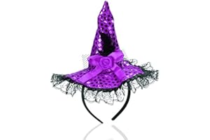 Oarkive Witch Headband Cute Witch Hat Halloween Mini Small Witch Headpiece Witches Headband for Women Girls for Halloween Party Cosplay Witch Costume Hat Favors Supplies