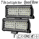 LED Light Bar,7 Inch 2PCS LED Flood Light Pods Work Light Bar LED Pod Lights Spot Beam Driving Fog Lights Quad Row Cubes Lights for Jeep Off-road Truck Boat