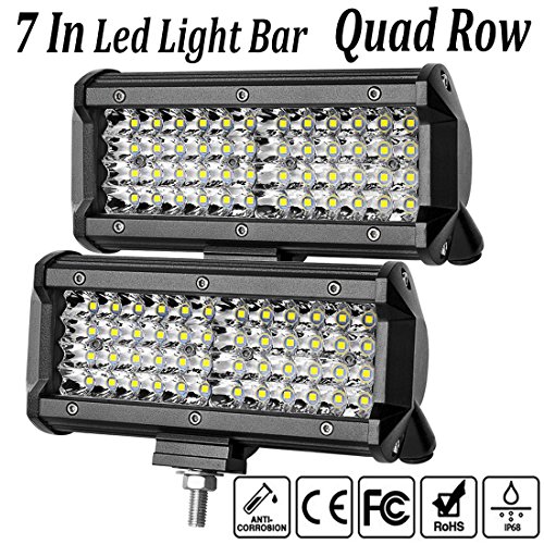 LED Light Bar,7 Inch 2PCS 288W LED Flood Light Pods Work Light Bar LED Pod Lights Spot Beam Driving Fog Lights Quad Row Cubes Lights for Jeep Off-road Truck Boat